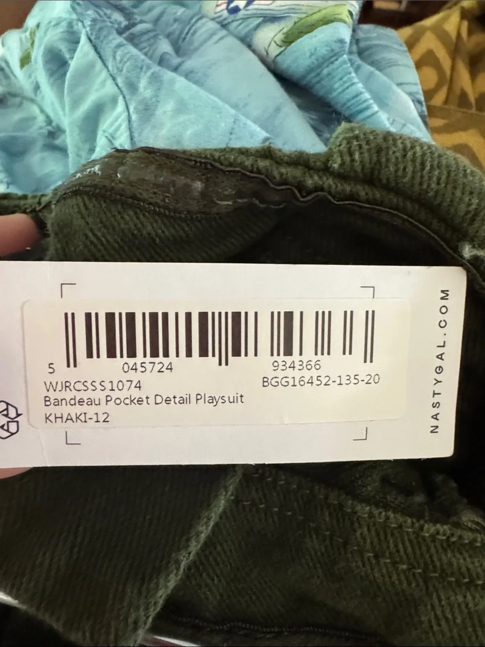 Nasty Gal Grunge Olive Green Strapless Cargo Romper - Picture 3 of 4